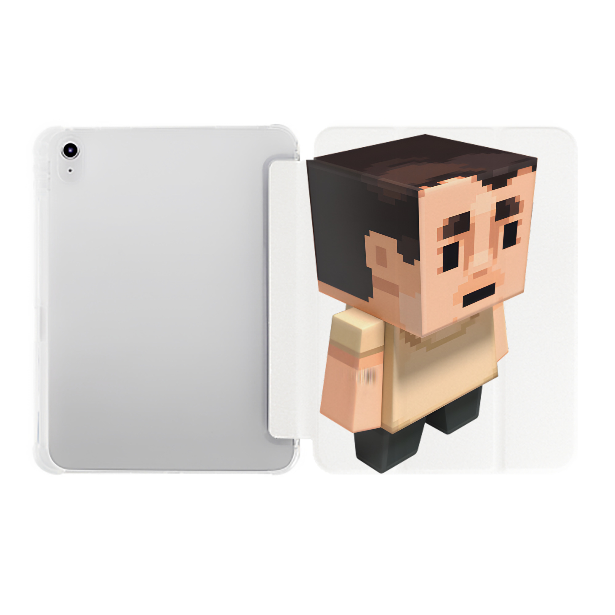 （画像用） マインクラフト ブロックの世界 Minecraft MC Block world IPad ケース ペン収納付き 三つ折りスタンド PUレザー×シリコン 対応機種9.5/10.5/10.9インチ